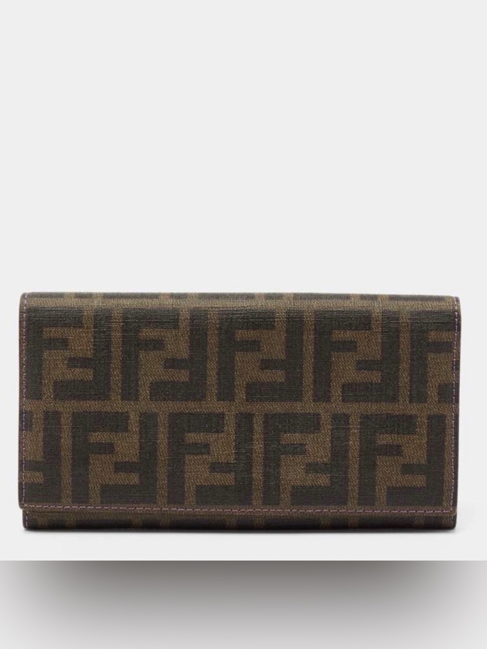 Authentic Fendi Zucca FF Coated Canvas Continental Wallet Tobacco Moro
